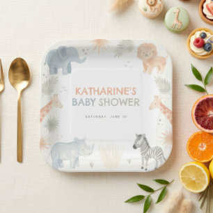 Safari baby shower decor Wild One papieren borden Bordje