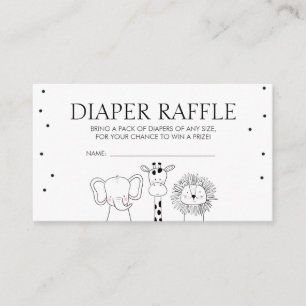 Safari Baby shower Diaper Raffle Card Oerwoud Zoo Informatiekaartje