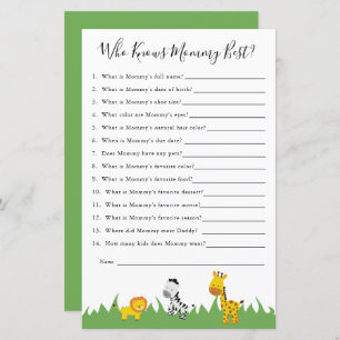 Safari Baby shower Game die mama het beste kent