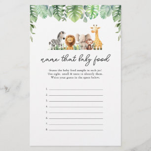 Safari Baby shower Game - Noem dat Baby Food Flyer