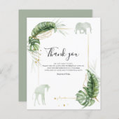 Safari Baby shower Giraffe Olifant Dank u kaart (Voorkant / Achterkant)