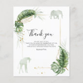 Safari Baby shower Giraffe Olifant Dank u kaart (Voorkant)