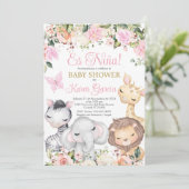 Safari Baby shower Girl Espagnol Invitation (Debout devant)