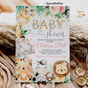 Safari Baby shower Girl Wild Oerwoud Animal Kaart