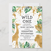 Safari Baby shower Gold Green Invitation (Devant)