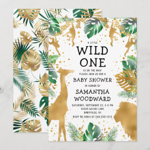 Safari Baby shower Gold Green Invitation