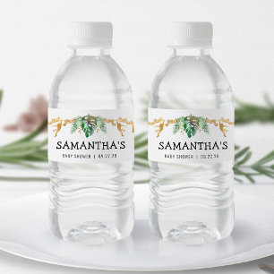Safari Baby Shower Groen Goud Waterfles Etiket