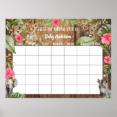 Safari Baby Shower Guess Due Date Calendar Poster (Devant)