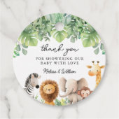 Safari Baby shower Hartelijk dank Bedankjes Labels (Voorkant)