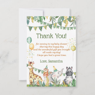 Safari Baby shower Hartelijk dank Bedankkaart