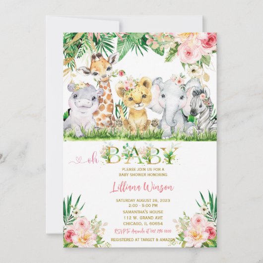 Safari Baby shower Invitation Bundle Kaart (Voorkant)