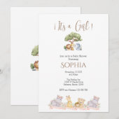 Safari Baby shower invitation fille (Devant / Derrière)