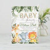 Safari Baby shower Invitation Garçon Gold Young Wi (Debout devant)