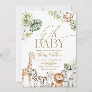 Safari Baby Shower Invitation Girl Editable Kaart