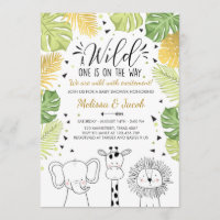 Safari Baby shower invitation Zoo Wild Jungle anim