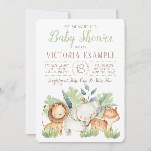 Safari Baby Shower Invitations (Devant)