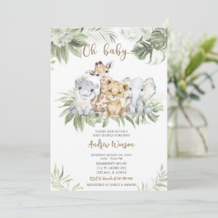 Safari baby shower jongens uitnodiging bundel