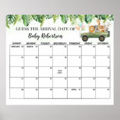 Safari Baby Shower Jungle Raad de Bevalling Datum  Poster (Voorkant)