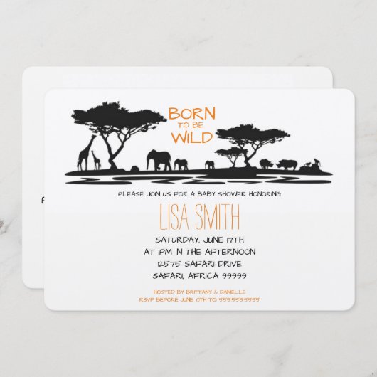 Safari Baby shower Kaart (Voorkant / Achterkant)