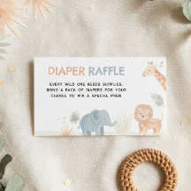 Safari Baby Shower Luier Raffle Insteekkaart  Wild