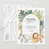 Safari Baby shower merci carte postale (Devant / Derrière)