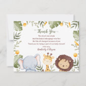 Safari Baby shower Merci Cartes Jungle Animaux (Devant)