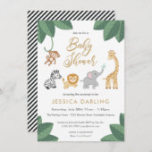Safari Baby shower met schattige babydieren Kaart (Voorkant / Achterkant)