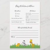 Safari Baby shower Predictions and Advice Game Flyer (Voorkant)