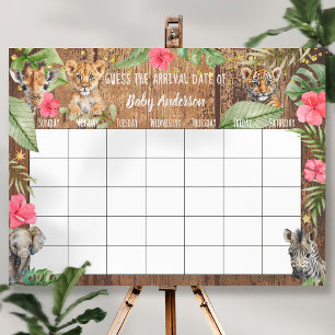 Safari Baby Shower Raad de Verwachte Datum Kalende Poster