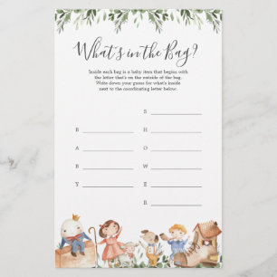 Safari Baby shower Raad eens wat er in de tas spel