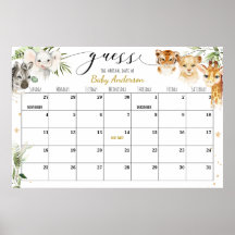 Safari Baby shower Raad Vervaldatum Poster agenda