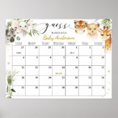 Safari Baby Shower Raad Verwachte Datum Kalender P Poster (Voorkant)