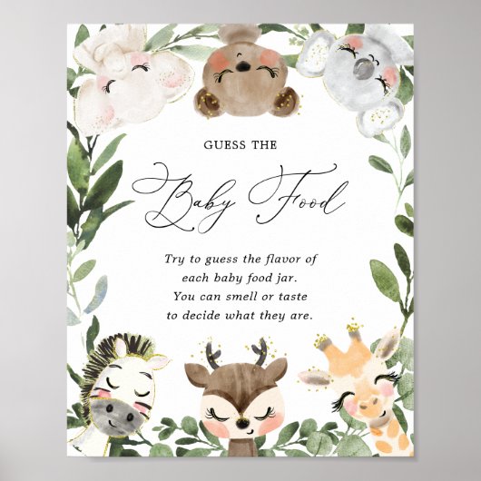 Safari Baby shower raden het Baby Food teken Poster (Voorkant)