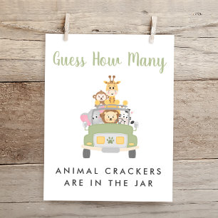 Safari Baby shower raden hoeveel spel teken Poster