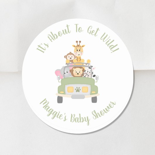 Safari Baby shower Ronde Sticker