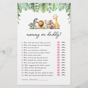 Safari Baby shower Spel - Mama of Papa Flyer