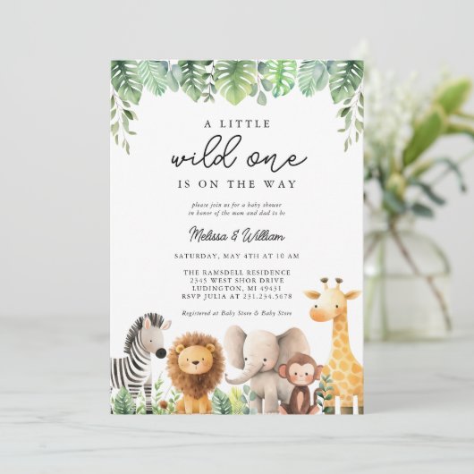 Safari Baby shower Uitnodiging (Staand voorkant)