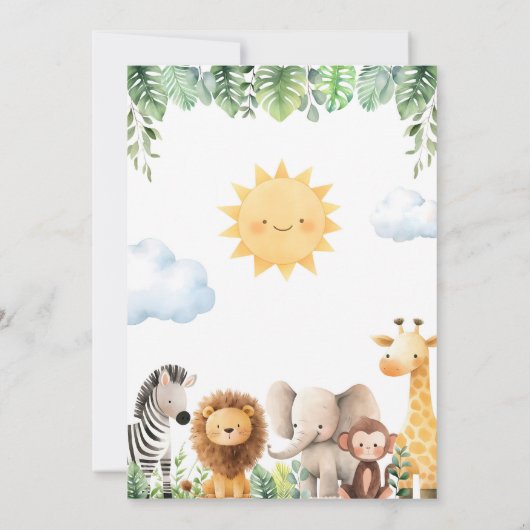 Safari Baby shower Uitnodiging (Achterkant)