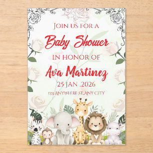 Safari baby shower uitnodiging acryl uitnodigingen