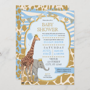 Safari Baby shower Uitnodiging - Blue Boy