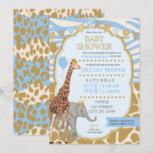 Safari Baby shower Uitnodiging - (Boy Blue)
