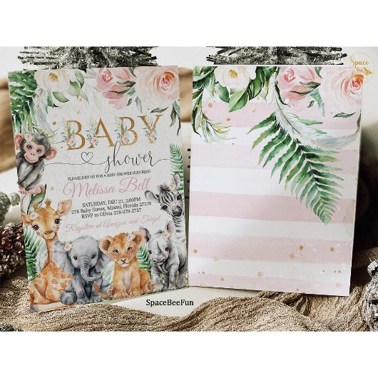 Safari Baby Shower Uitnodiging, Gir Safari Jungle Kaart