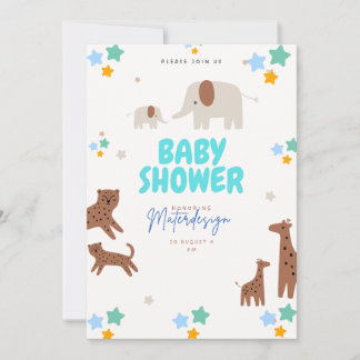 Safari Baby Shower Uitnodiging – Giraffe & Tijger