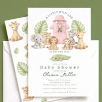 Safari Baby Shower Uitnodiging Meisje Jungle