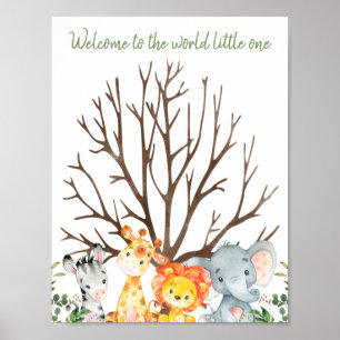 Safari Baby Shower Vingerafdruk Gastboek Bord Poster