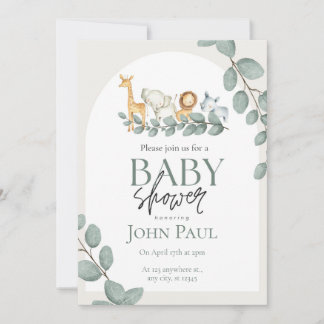 Safari Baby Shower Watercolor Achtergrond Kaart