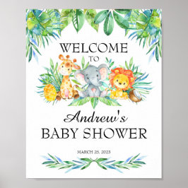Safari Baby shower Welkomstbord, Safaridieren Poster