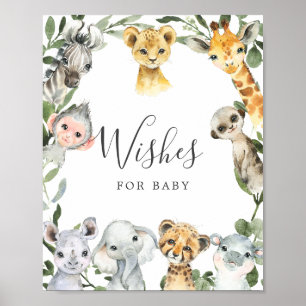 Safari Baby shower wensen voor Baby Sign Poster