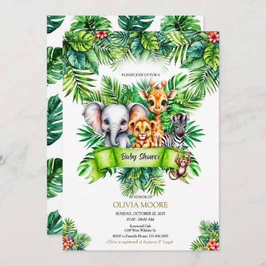 Safari Baby shower Wild One is onderweg Kaart (Voorkant / Achterkant)