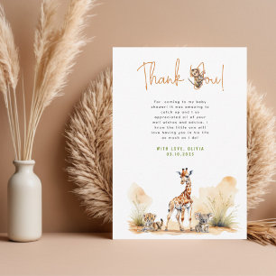 Safari-babydieren Baby Shower Bedankkaart